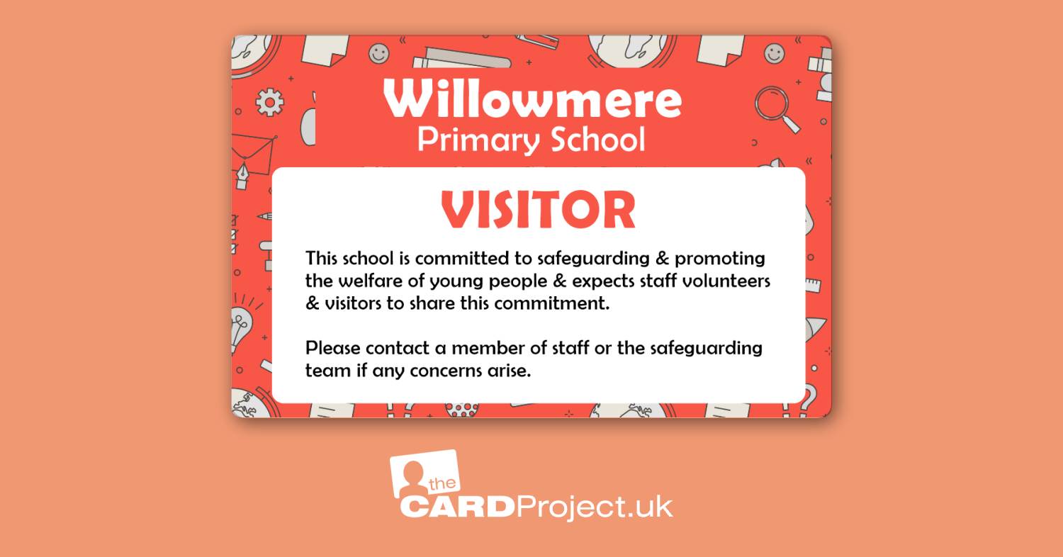 Primary School Red Classroom Supplies Visitor Card